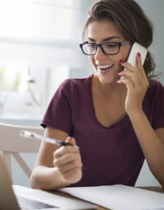 Young woman requesting a dentist appointment